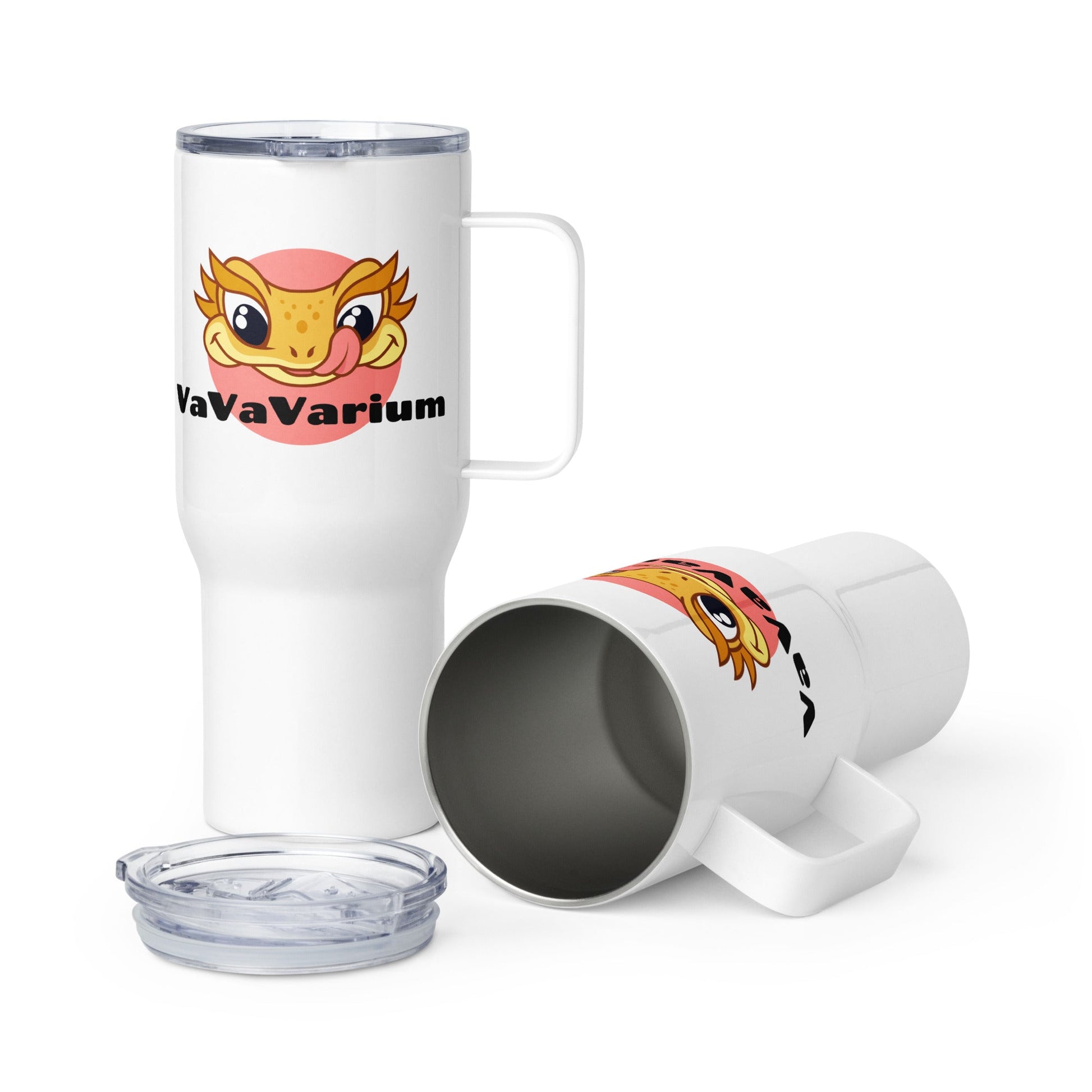 VaVaVarium Merch Travel Mug with Handle - VaVaVarium