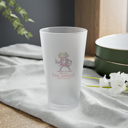 Frog Around & Find Out Frosted Pint Glass - Mug - VaVaVarium