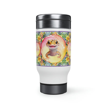 Leopard Gecko Coffee Time 14 oz Travel Mug - Mug - VaVaVarium