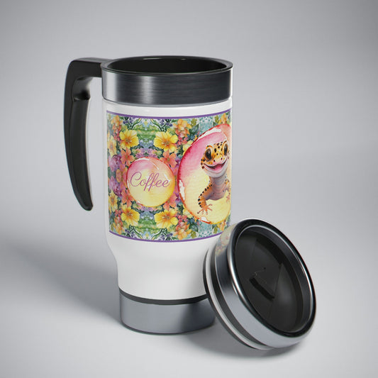 Leopard Gecko Coffee Time 14 oz Travel Mug - Mug - VaVaVarium