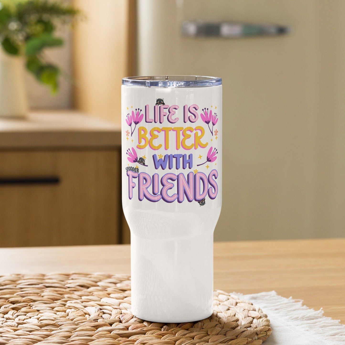 Life is Better with Spooder Friends Travel Mug with Handle - VaVaVarium