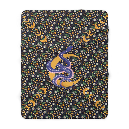 Lunar Snake Delight Sherpa-Backed Blanket - Home Decor - VaVaVarium