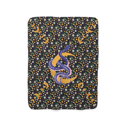 Lunar Snake Delight Sherpa-Backed Blanket - Home Decor - VaVaVarium