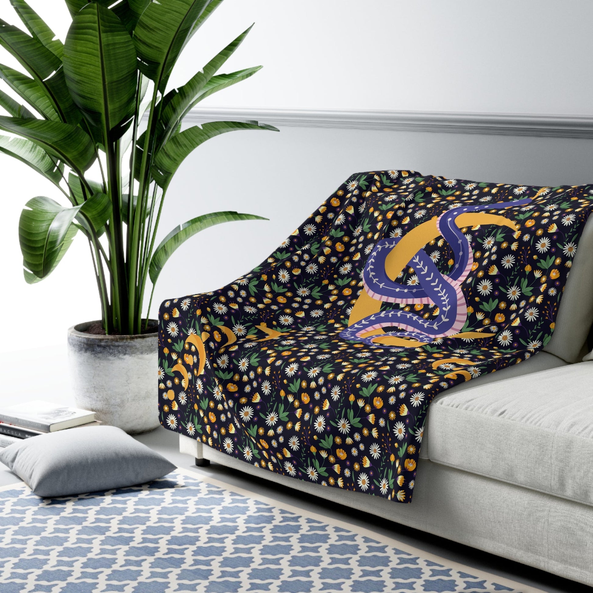 Lunar Snake Delight Sherpa-Backed Blanket - Home Decor - VaVaVarium