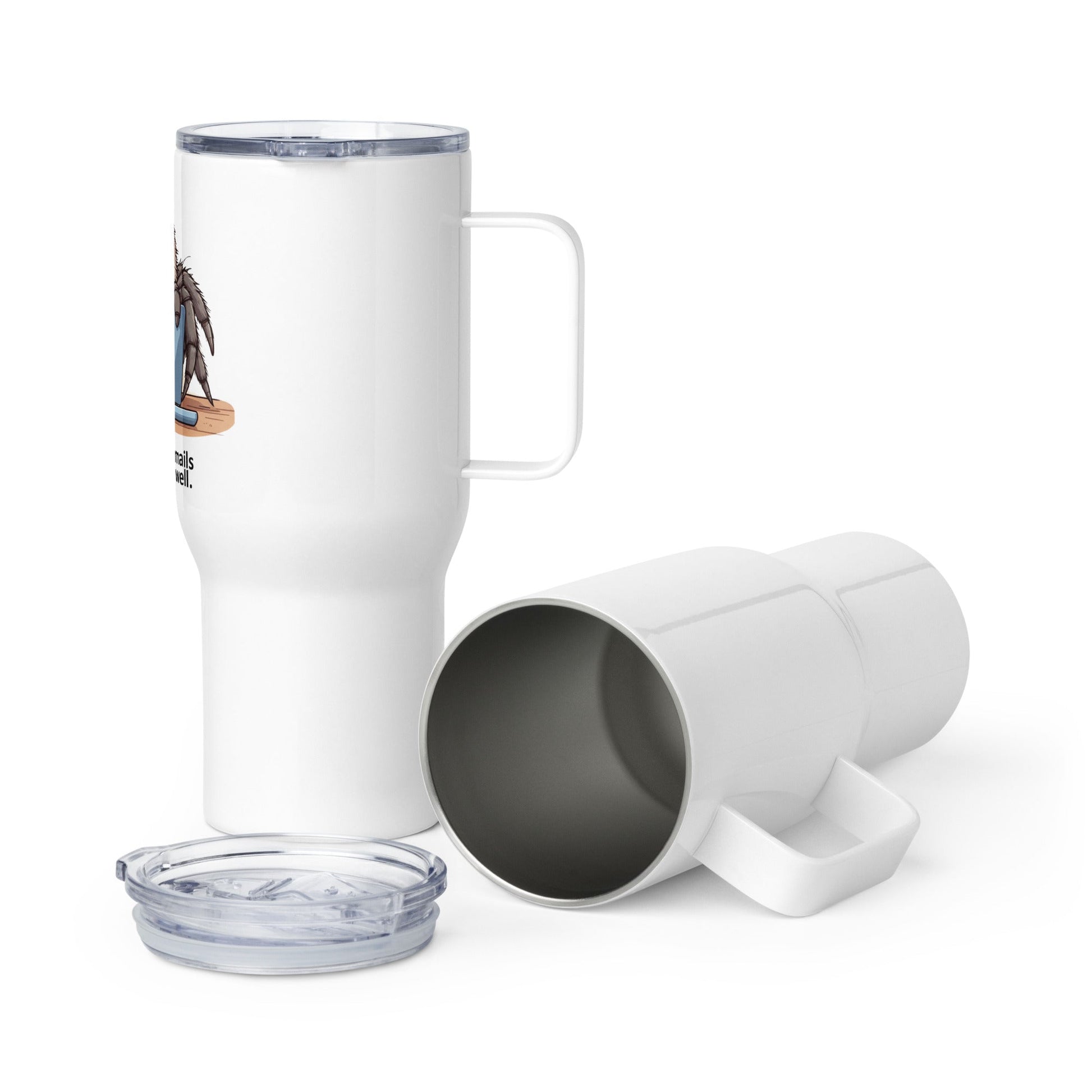 None of Your Emails are Finding Me Well Grumpy Spider Travel Mug with Handle - VaVaVarium