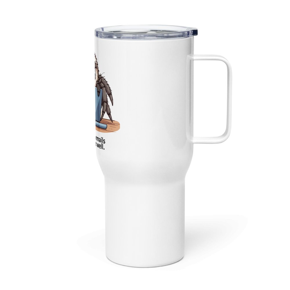 None of Your Emails are Finding Me Well Grumpy Spider Travel Mug with Handle - VaVaVarium